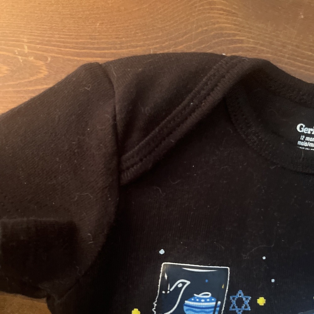 GERBER baby Hannukah Black Body Suit Size 12‎ Months - Picture 5 of 5